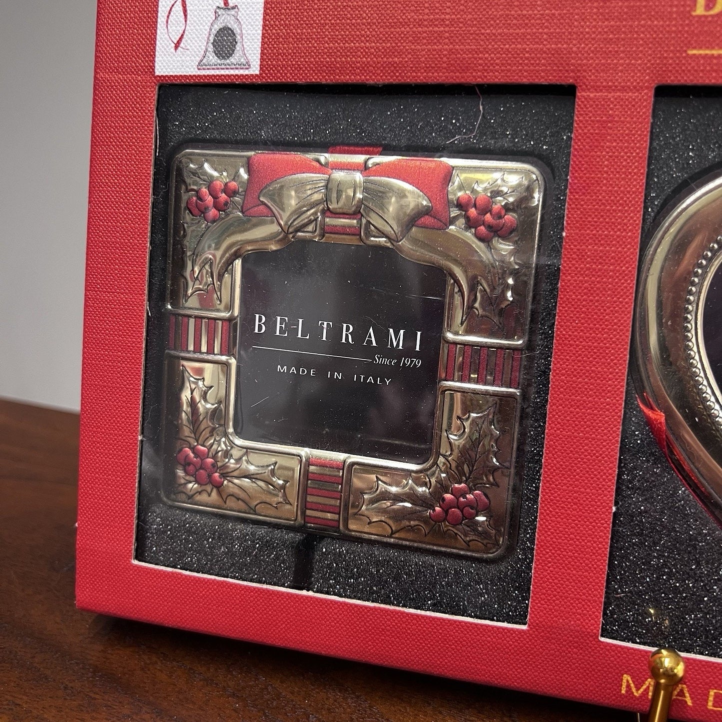 3 Beltrami Ornaments Gold Red Photo Picture Frames Christmas Gift Present Heart