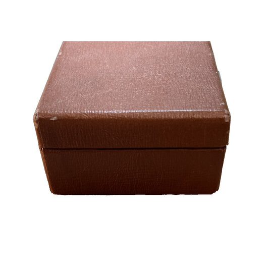 Vintage Camel Color Covered Cardboard Hinged Pipe Storage Box