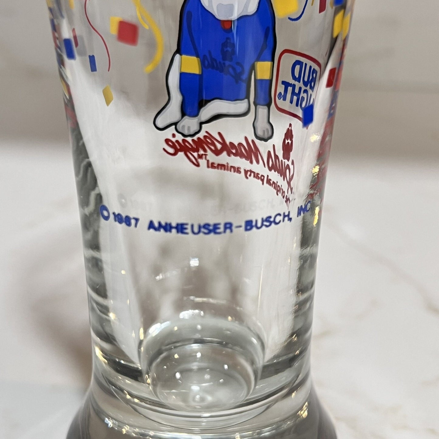 1987 Bud Light Spuds Mackenzie Pilsner Lager Beer Glasses Budweiser Mascot x3
