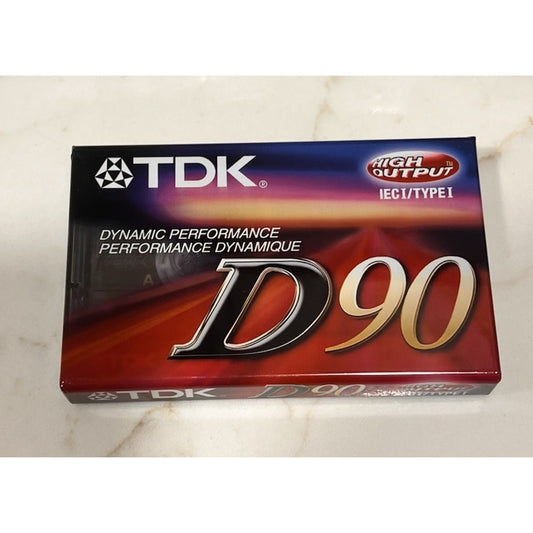 Vtg TDK D90 High Output Blank Audio Cassette Tape Type I Normal Bias NOS Sealed