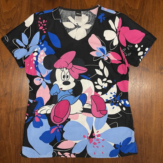 Lot of 4 Disney Scrub Tops Mickey Minnie Mouse Tooniforms Cherokee (S) AOP