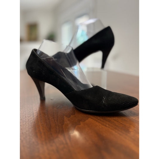 Paul Green Heels Pointed Toe Pump Black Suede Women’s Size Sz 6.5