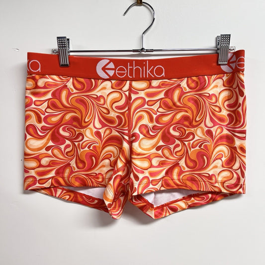 Ethika Sports Bra Boy Short Set (L) Women’s Magma Vibrant Athletic Red Orange