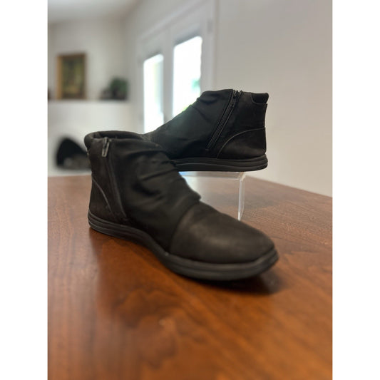 Clarks Cloudsteppers Breeze Dusk Black Ruched Ankle Booties Women's Size 11