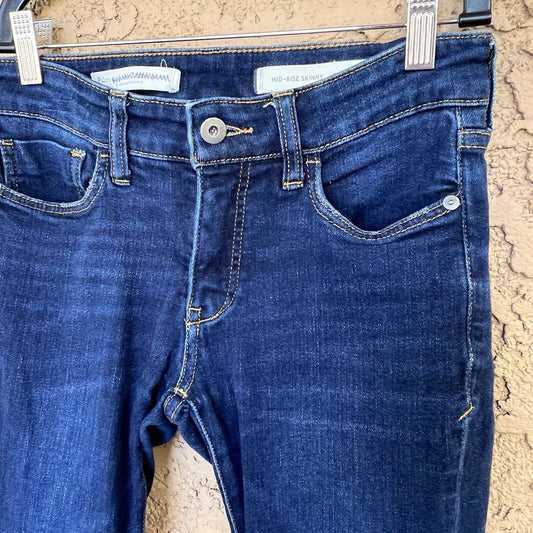 Pilcro Anthropologie Sz 26 Dark Wash Mid-Rise Skinny Jean Stretch Ankle Denim