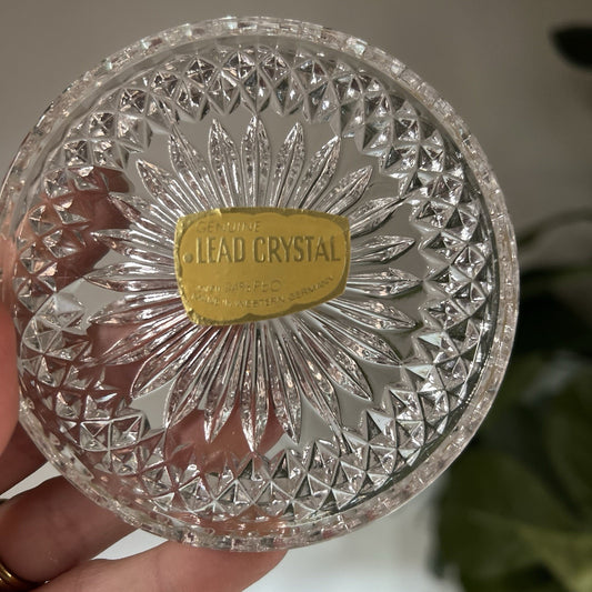 NEW Lead Crystal Glass Coaster Set of 8 Made in West Germany Trinket Dish 3-3/4”