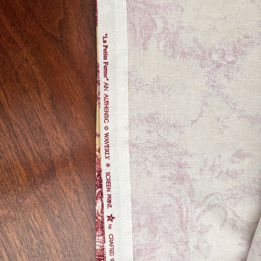 Vintage Waverly Fabric La Petite Ferme 5ish Yards x 53” Yellow Red Rooster Toile