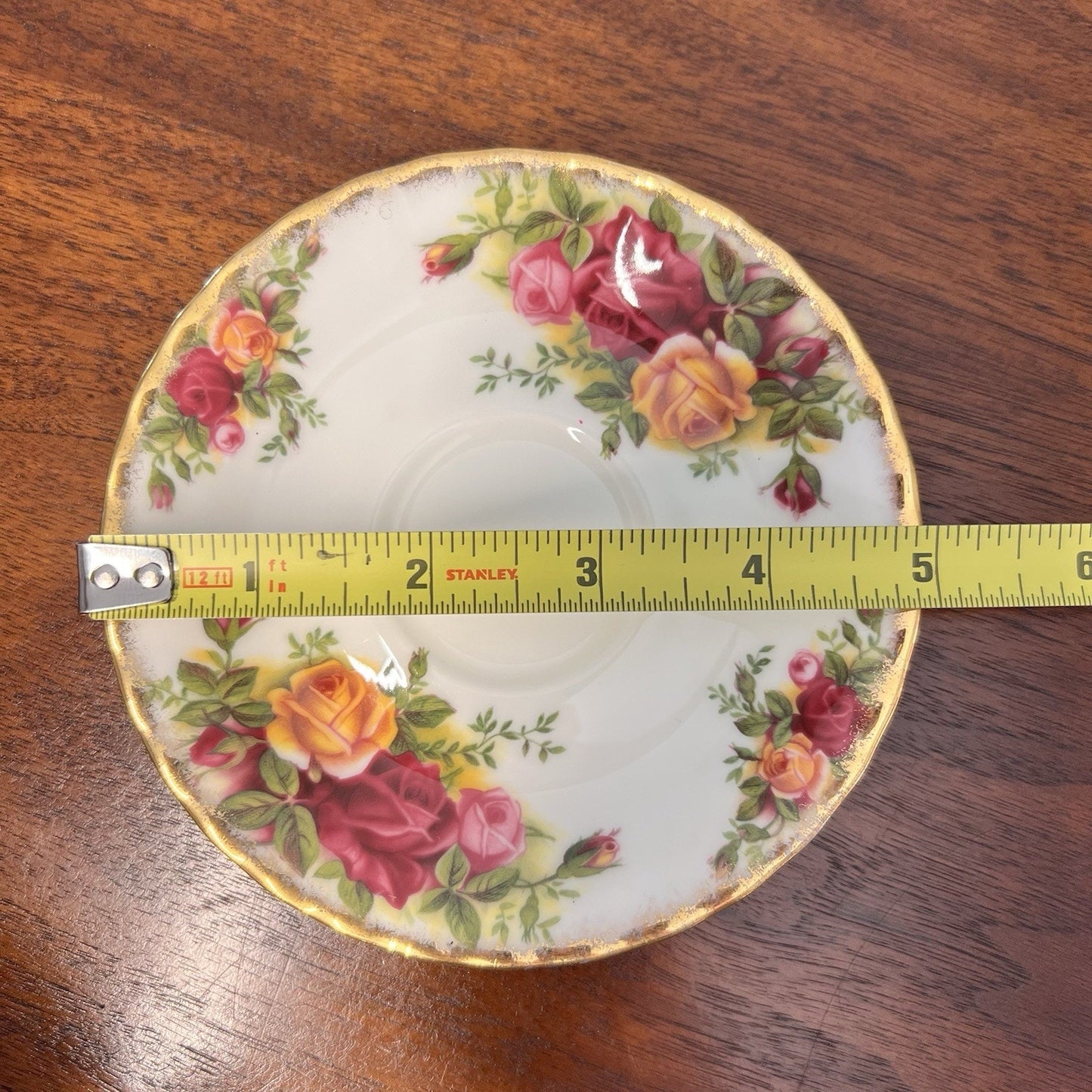 1962 Royal Albert Old Country Roses Montrose Demitasse Cup & Saucer Footed