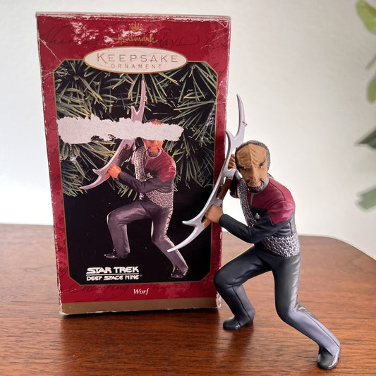 1999 Hallmark Lt. Worf Star Trek Deep Space Nine Christmas Ornament Collectible