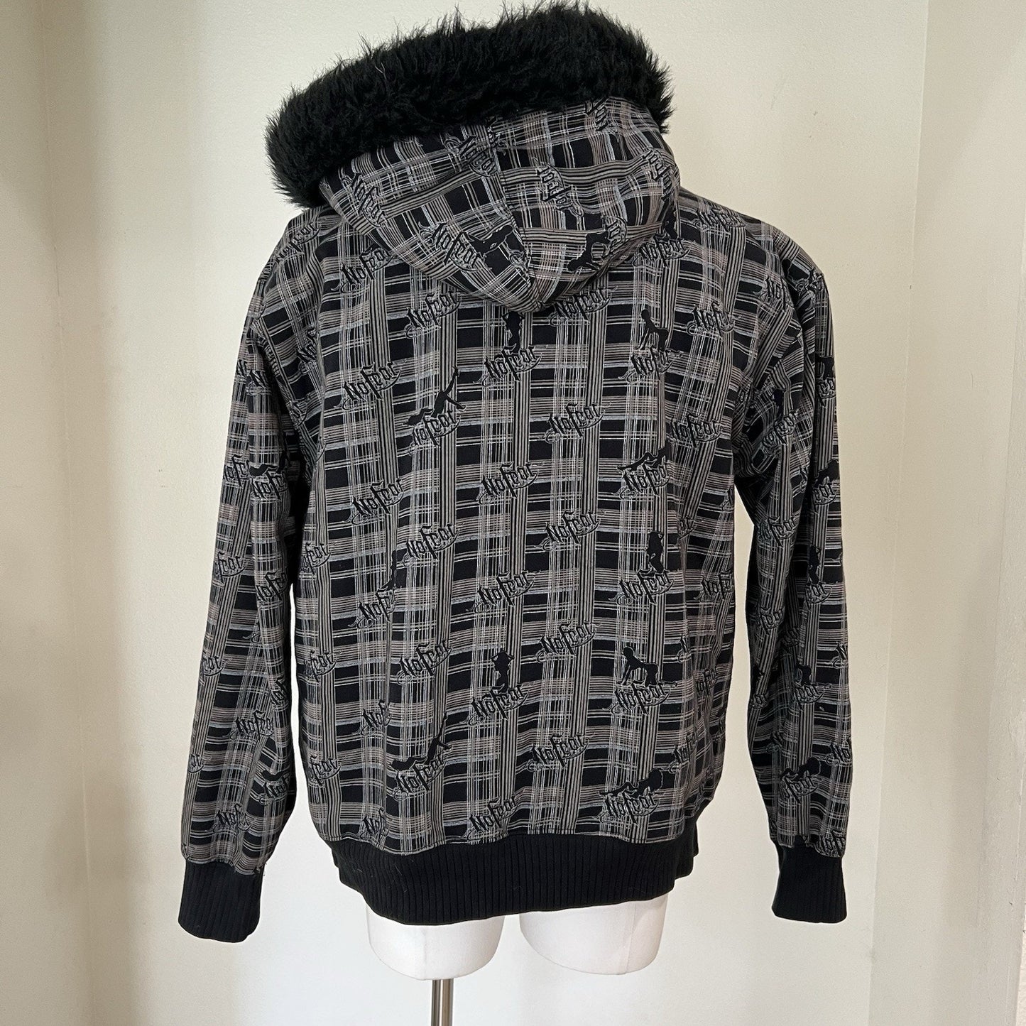No Fear Jacket (M) Full Zip Hoodie Sherpa Y2K Mall Skater Punk Scene Tumblr Emo