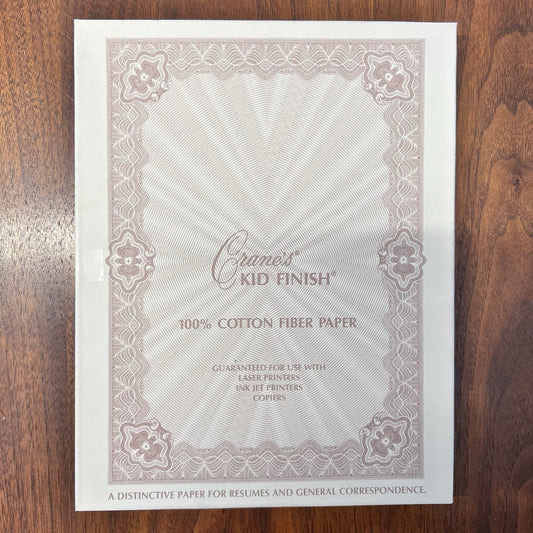 NEW Crane’s Kid Finish Cotton Fiber Paper Extra 64 Sheets Taupe 8.5x11 PS8118