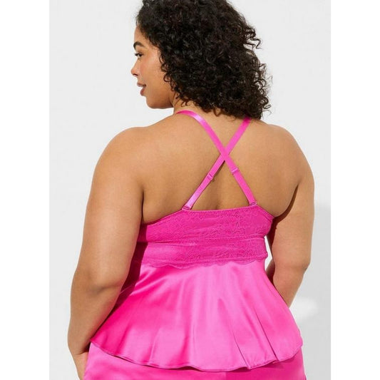 NWT Torrid Lace Sexy Sleep Top 2x Sz 18-20 Pink Cami Convertible Silky