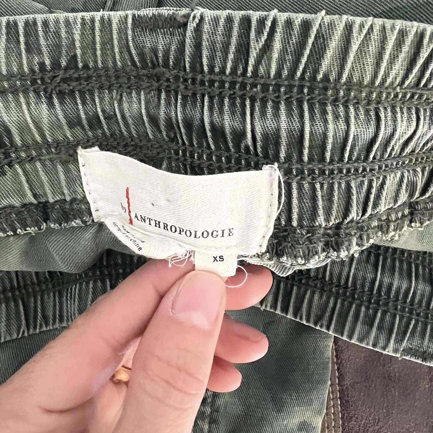 Anthropologie XS/30 Leda Utility Jogger Pants Green Camo Drawstring Comfort