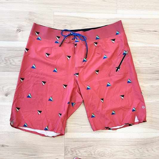 Lululemon Men 38 XXL Current State Board Shorts Swim Trunks Adjustable Pink Red