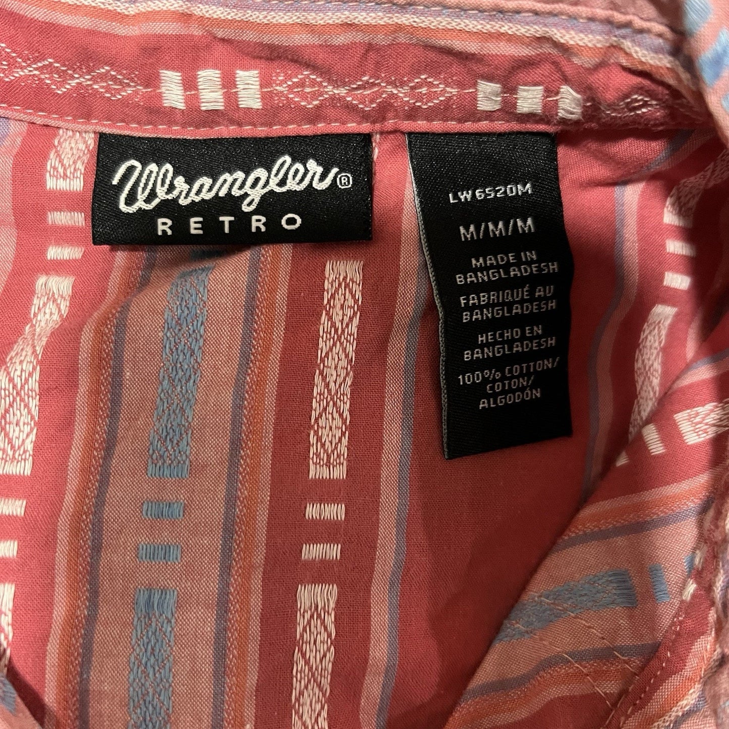 Wrangler Retro Western Sleeveless M Women Top Aztec Southwest Pearl Snap Country