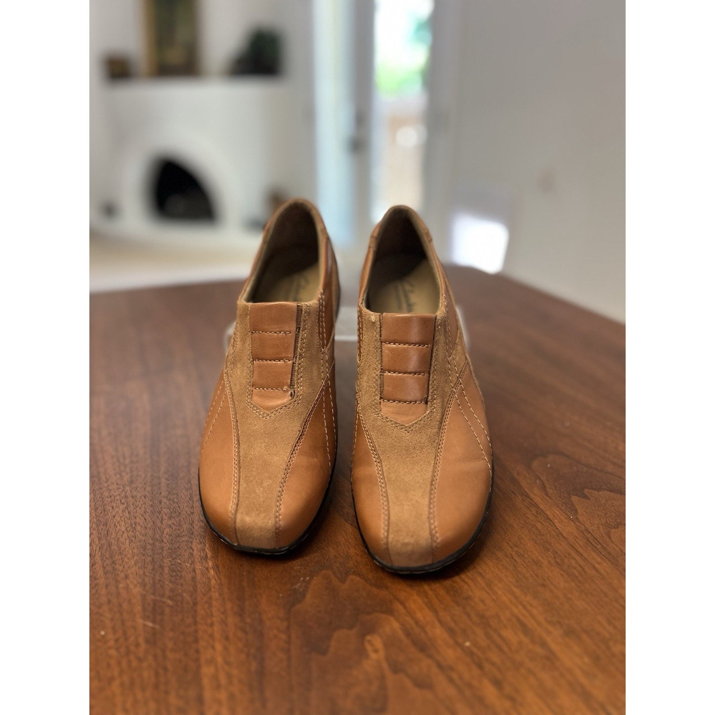 Clarks Bendables Women’s Slip-on Brown Leather/Suede Loafers Women’s Size 9W