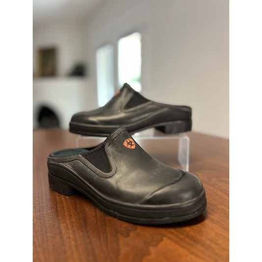 Vintage Ariat Black Rubber Paddock Slip-on Clogs / Mules Women’s Size 6.5