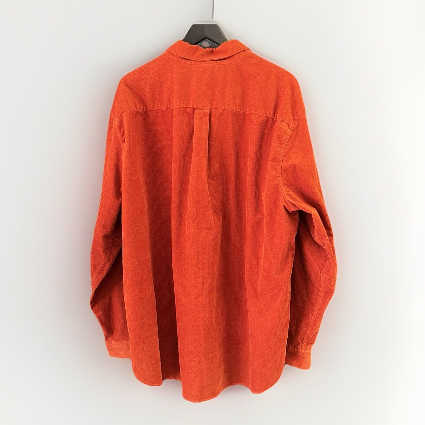 Harley Davidson Corduroy Button Up Shirt 3X Orange Brown Elbow Patch Long Sleeve