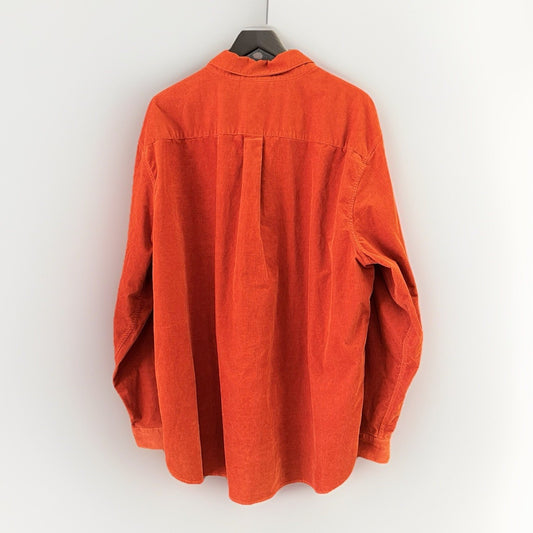 Harley Davidson Corduroy Button Up Shirt 3X Orange Brown Elbow Patch Long Sleeve