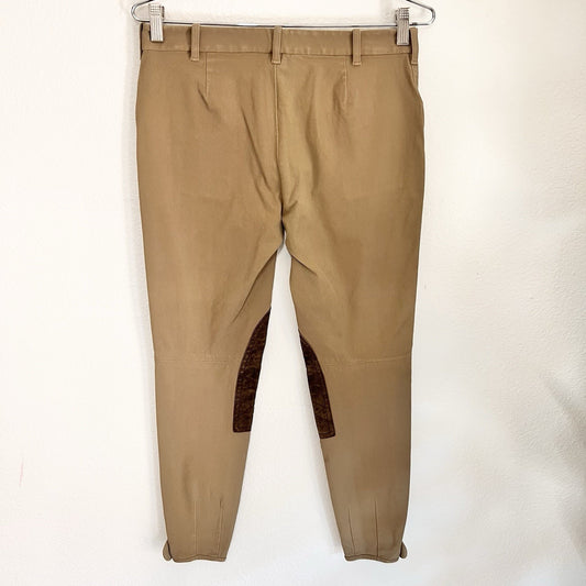 Ralph Lauren (8) Ponte Palermo Hudson Twill Jodhpur Leather Khaki Riding Pants