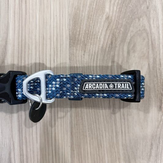 SMALL Dog Puppy Collar Reflective Paracord Rope 10-14” Unisex Blue Arcadia Trail