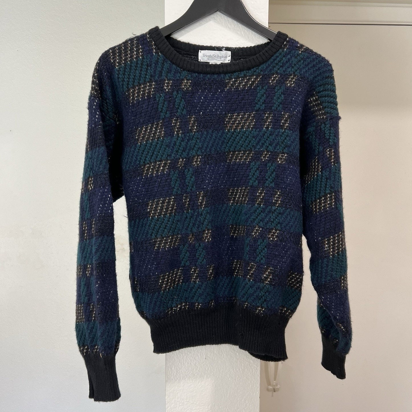 Tricots St. Raphael Wool Sweater (M) Dark Academia Grandpa Crew Neck Heritage