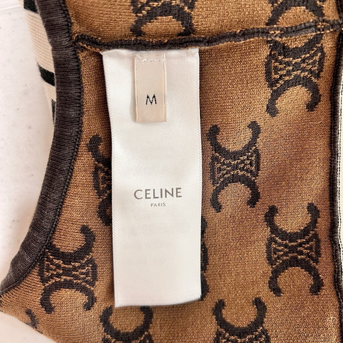 Celine Monogram Crop Sports Bra Silk Cotton (M) Brown Athletic Knit Triomphe
