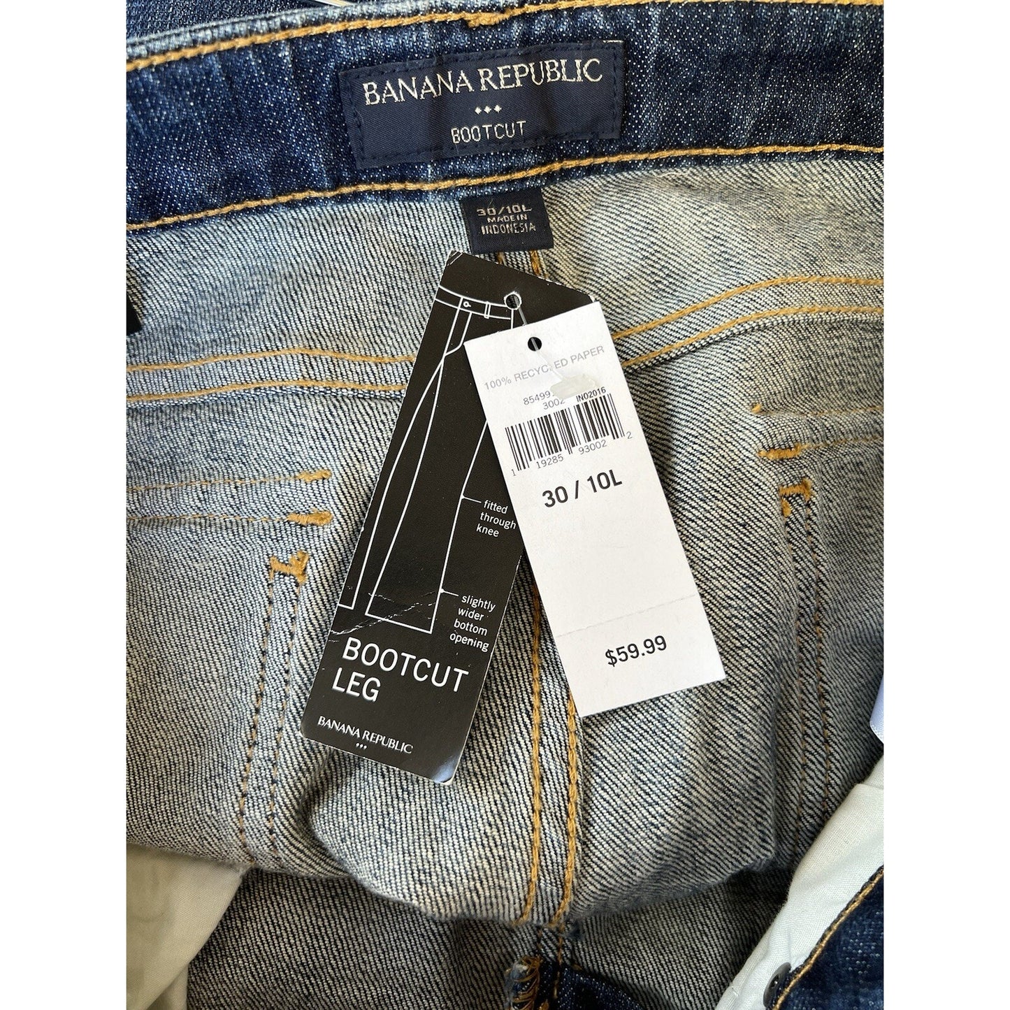 NWT Banana Republic Sz 10 Long Bootcut Jeans 30/10L Dark Low Rise Straight