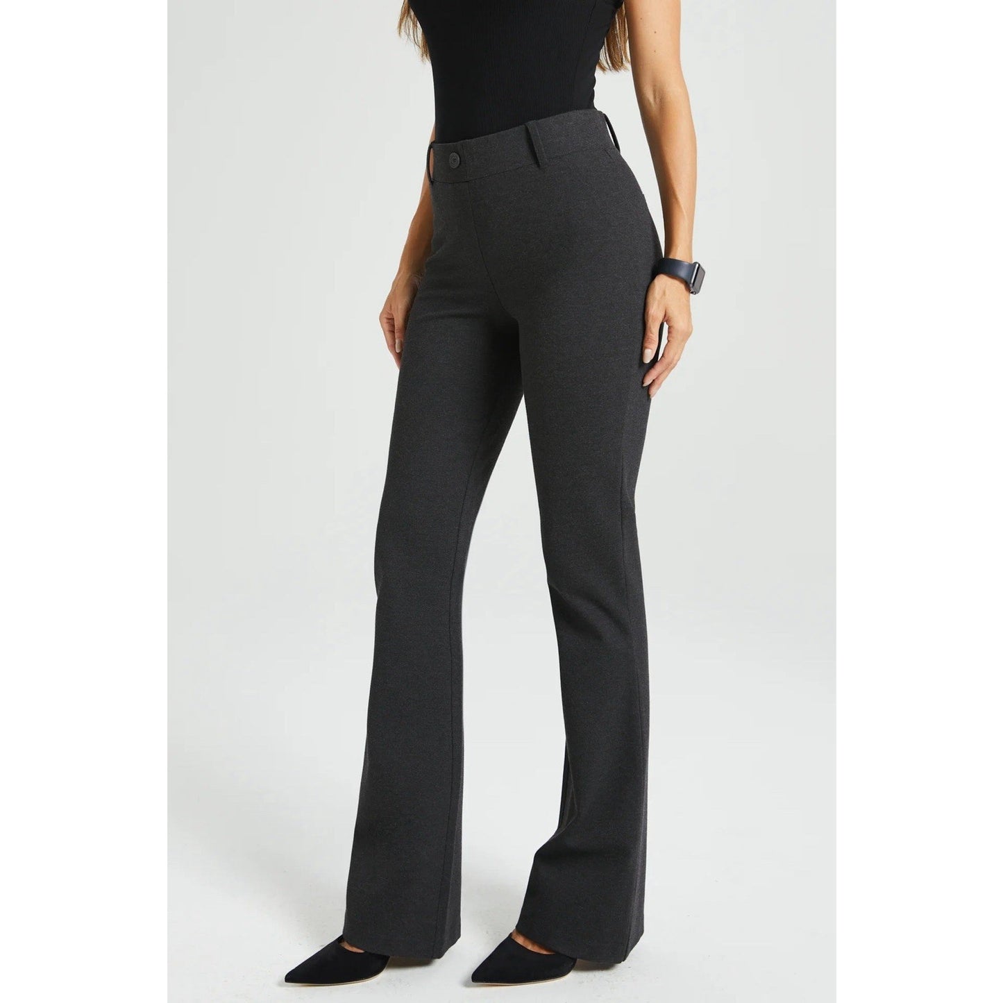 Betabrand (M) 30” Grey Bootcut Classic Dress Yoga Pants Pull On Stretch DPYP