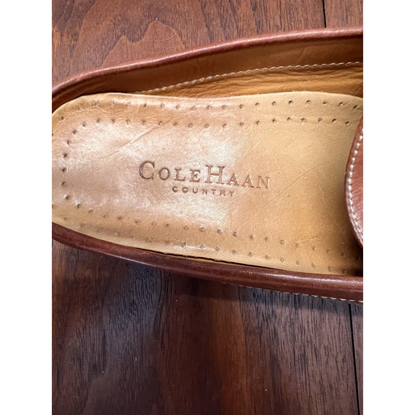 Cole Haan Country D10762 Brown Leather Moc Toe Slide Mules Men’s Size 8.5