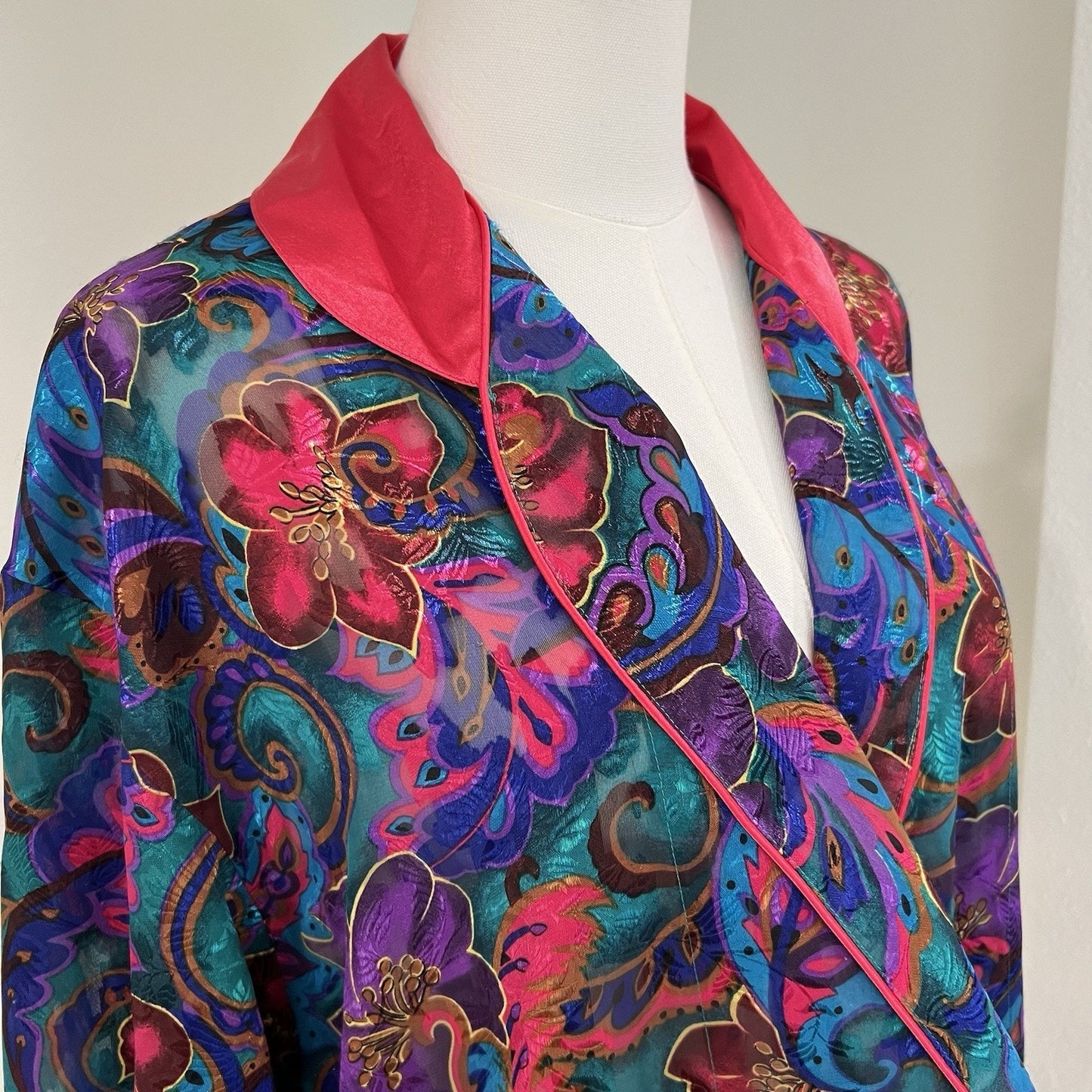 Vintage Gold Label Victoria’s Secret (S) Kimono Robe Long Dressing Gown Boudoir