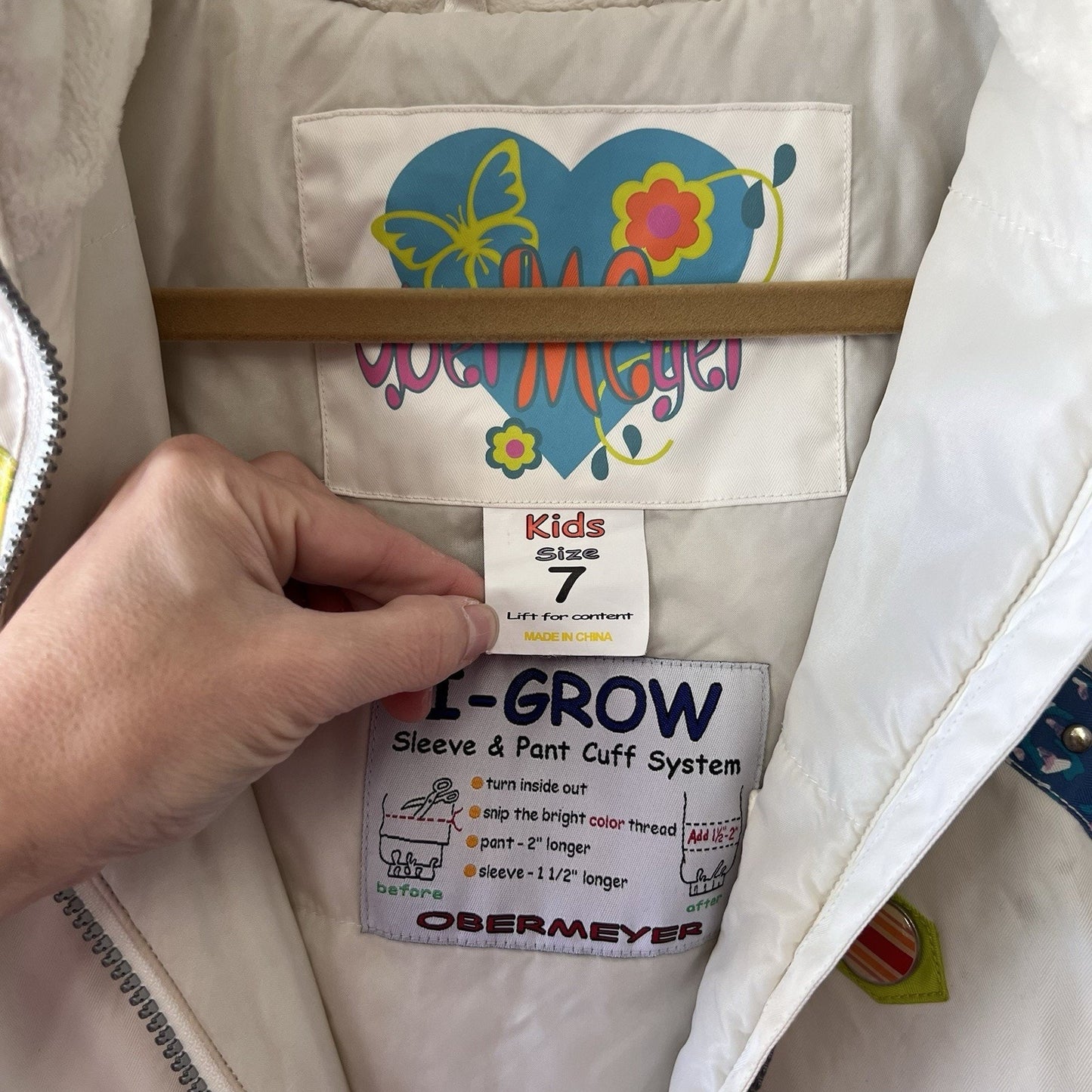 OBERMEYER Quinn Ski Snowsuit One Piece Girls (7) I-Grow Extended Retro Rainbow