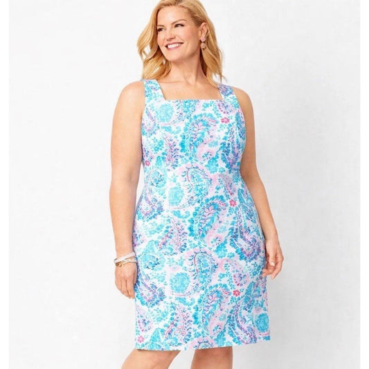 NWT Talbots 18W Fresco Paisley Dress Sleeveless Summer Preppy Coastal Hamptons
