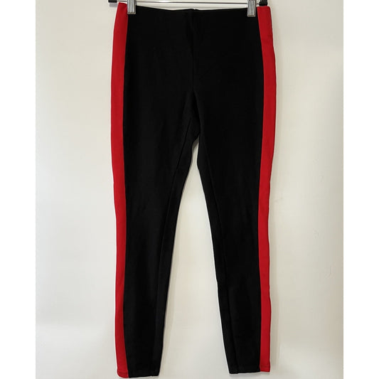 Lauren Ralph Lauren Black Label XS Ponte Skinny Leggings Black Red Side Stripe