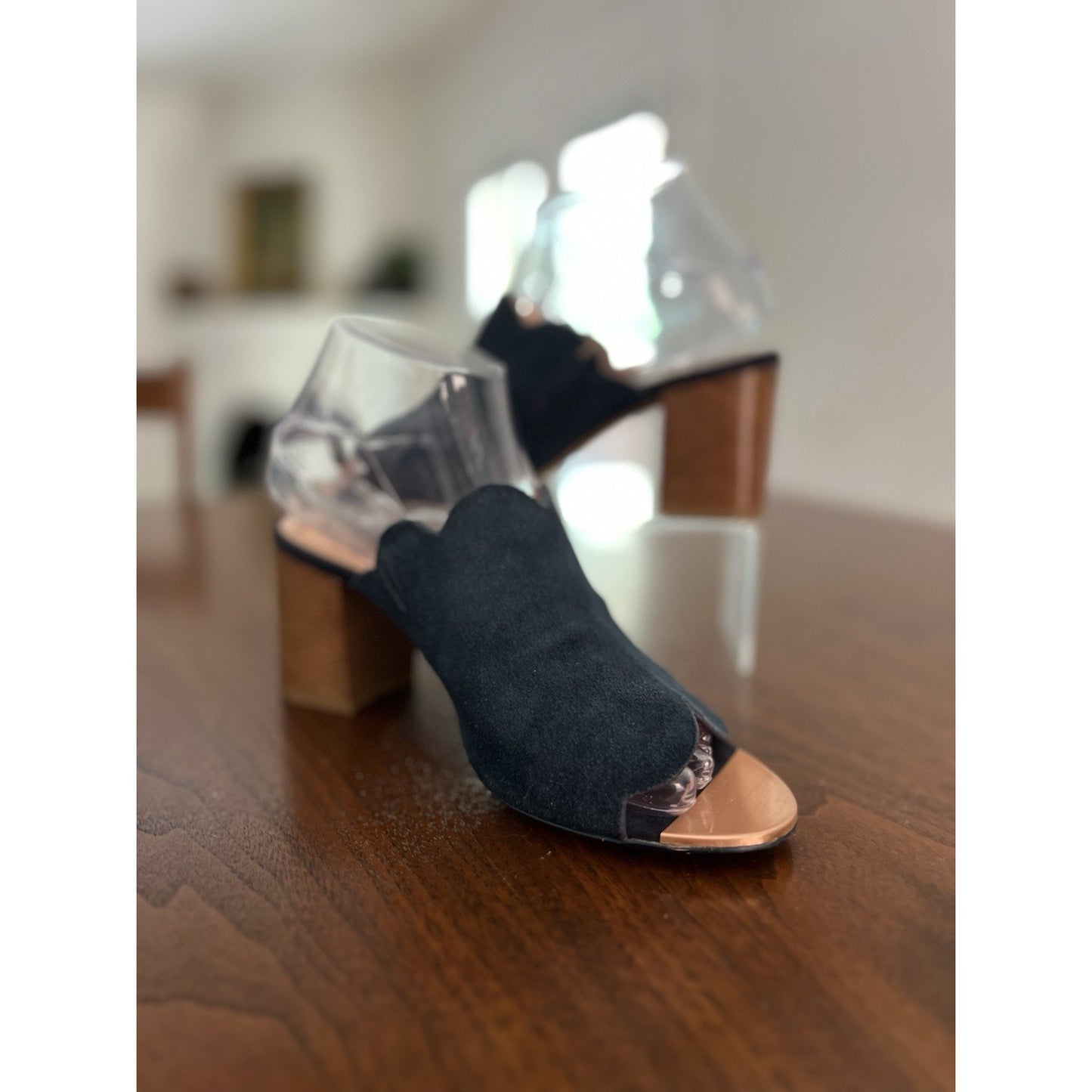 Ted Baker Women's Zinia Slide Perp Toe Suede Sandal Black Color Sz 37.5 EU 7 US