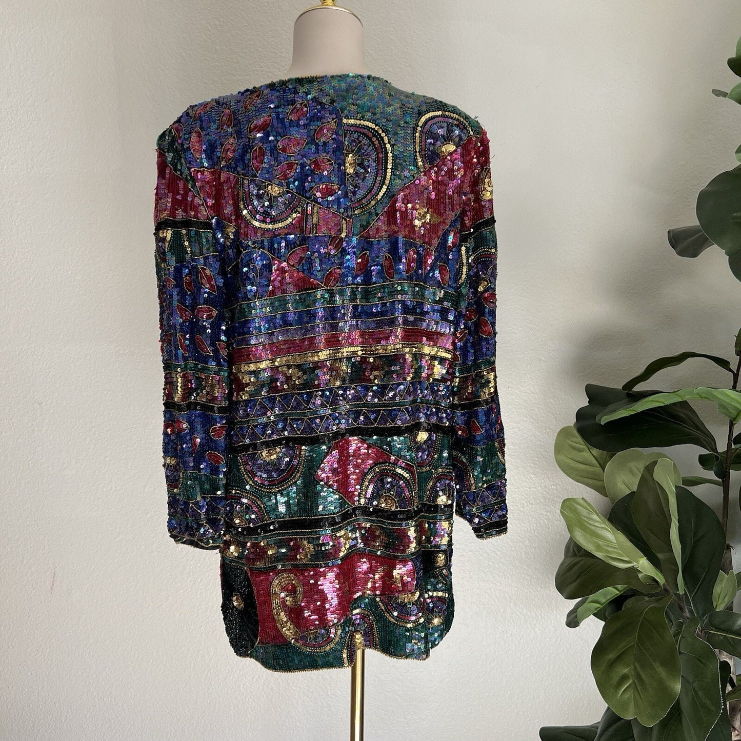 100% Silk Vintage Jean for Joseph Le Bon (M) Sequin Holiday Unique Retro Jacket