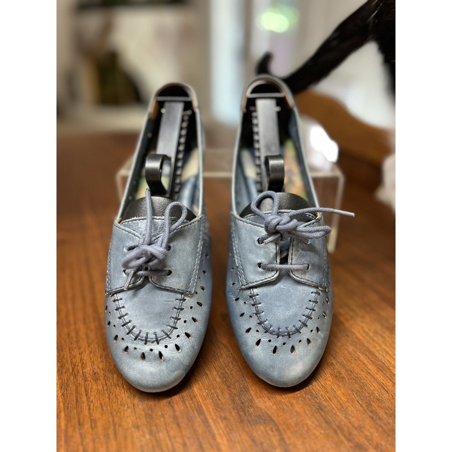 Born Women's Size 6 Shoes Blue Leather Comfort Slip On Loafer