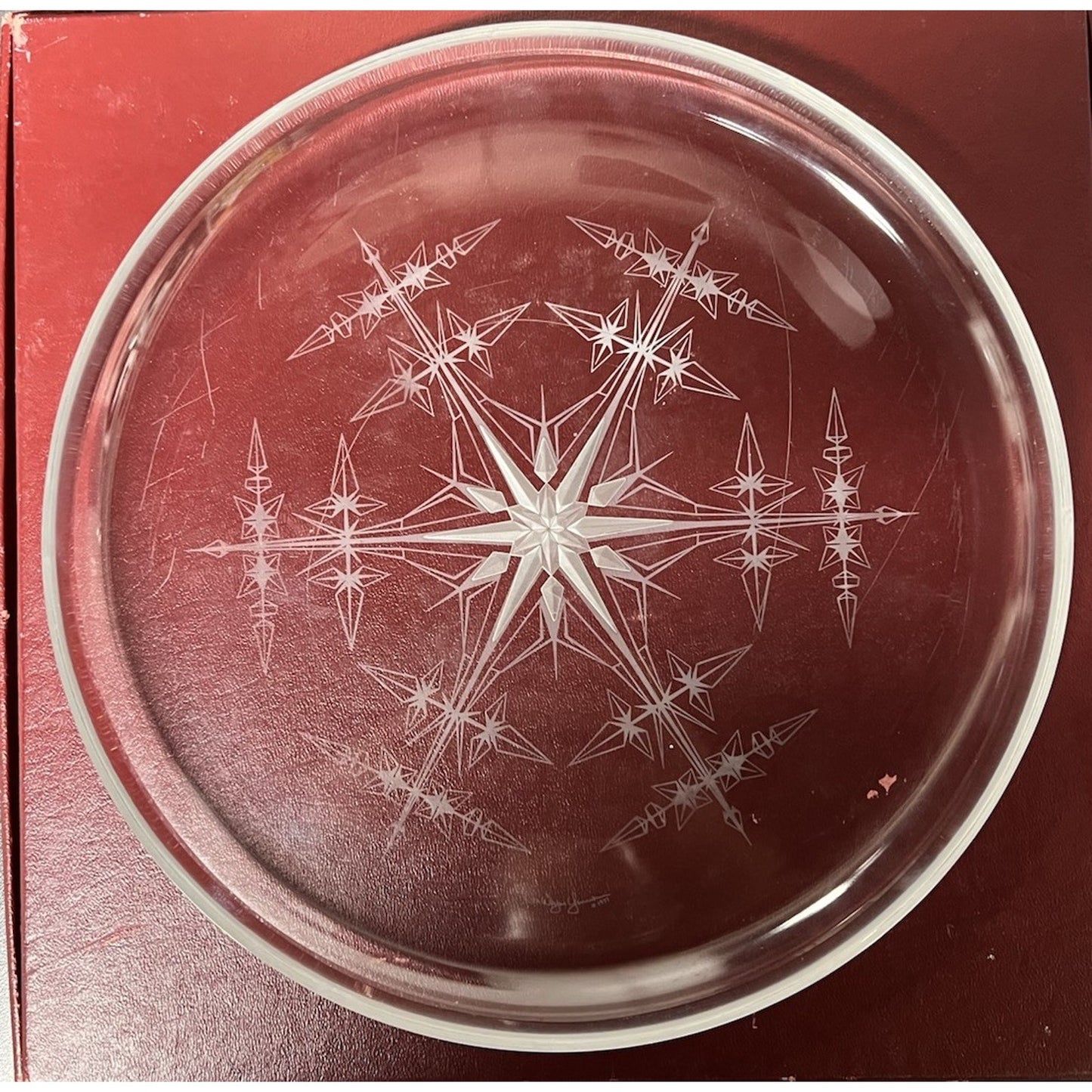 Vintage 1977 Franklin Crystal Plate “Snowflake” By Peter Yenawine Franklin Mint