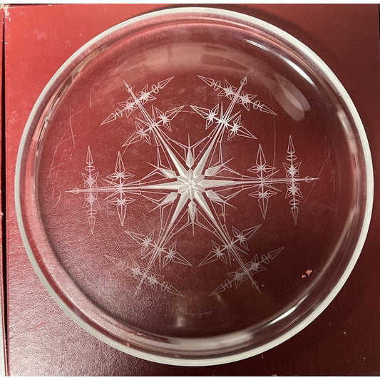 Vintage 1977 Franklin Crystal Plate “Snowflake” By Peter Yenawine Franklin Mint