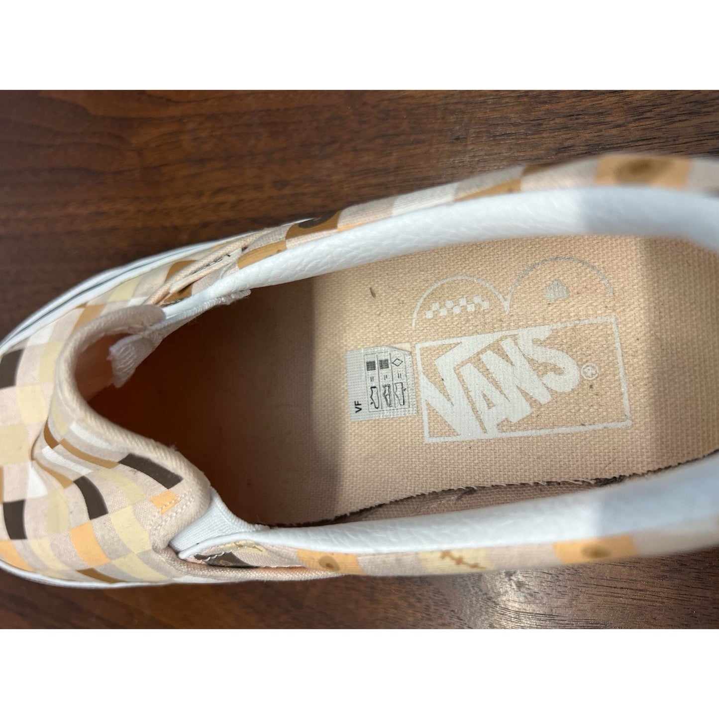 Vans Slip-on Breast Cancer Awareness Shoe Nude Color Check Print Sz 7.5 Mens
