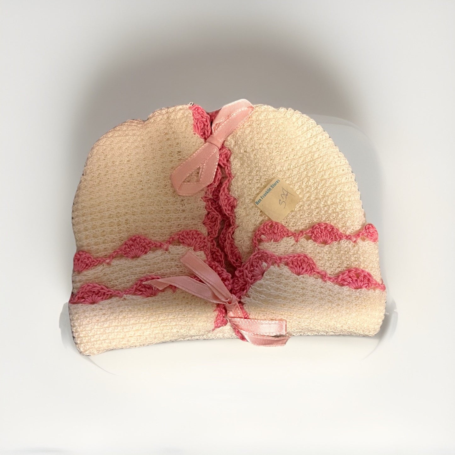 Vtg White & Pink Infant Outfit Hat Blanket Wrap Buster Brown Toe To Crown Box