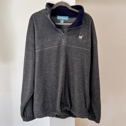 Vintage Big Dogs XL 1/4 Zip Gray Fleece Y2K Pullover Oversized Streetwear Dad