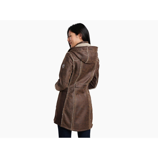 NWOT Kuhl XL Women's Dani Sherpa Trench Brown Wool Faux Leather Removable Hood