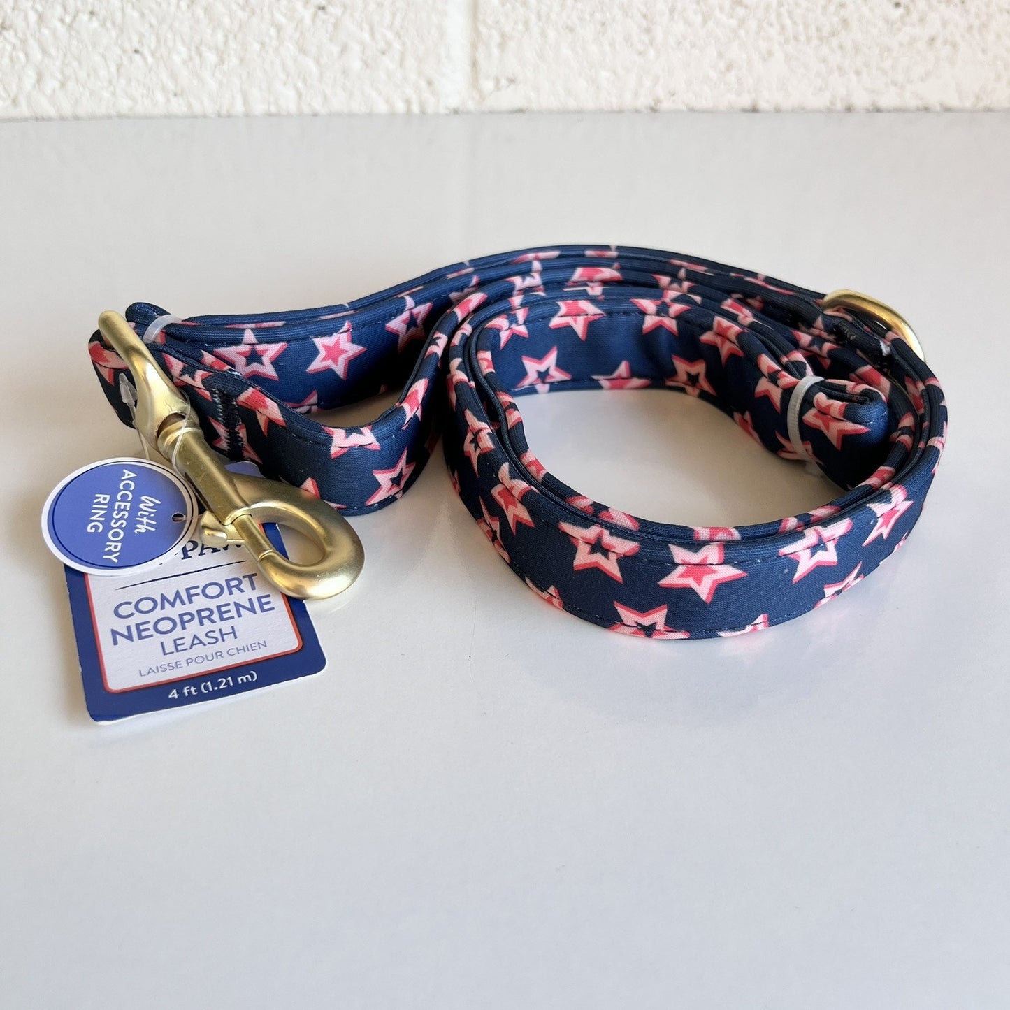 NEW Top Paw 4 Ft Neoprene Leash Pink Blue Stars Dog Puppy Accessory Ring