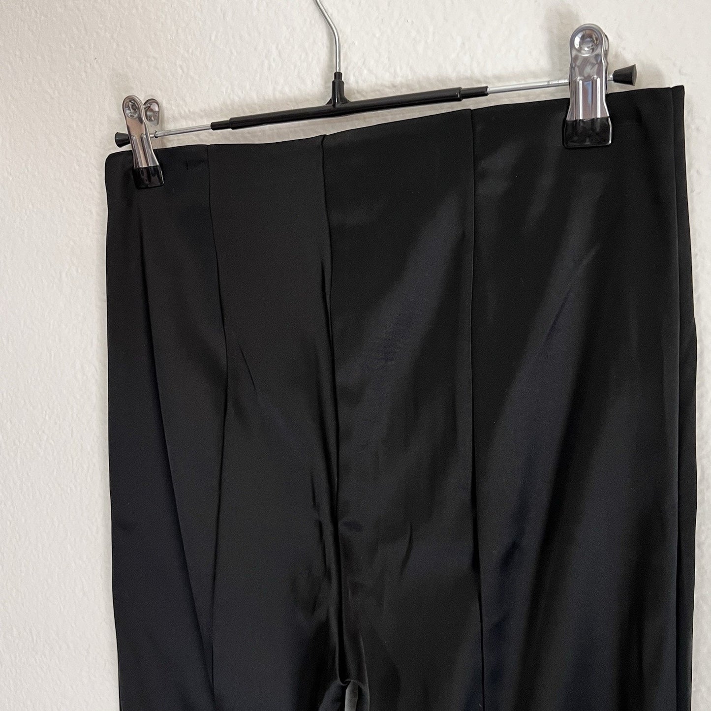 NWT $295 Theory Skinny Legging 4/27 Black Satin Stretch Pants Ankle Zip
