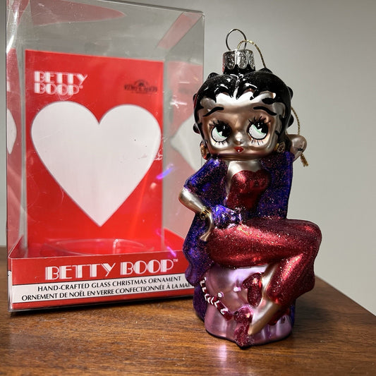 2007 Kurt Adler Betty Boop Ornament Blown Glass Christmas Collectible Red Dress
