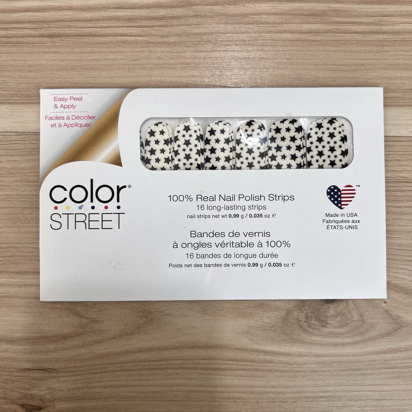 Color Street Nail Polish Strips "Star for the Course" FDL042 Clear Overlay Black