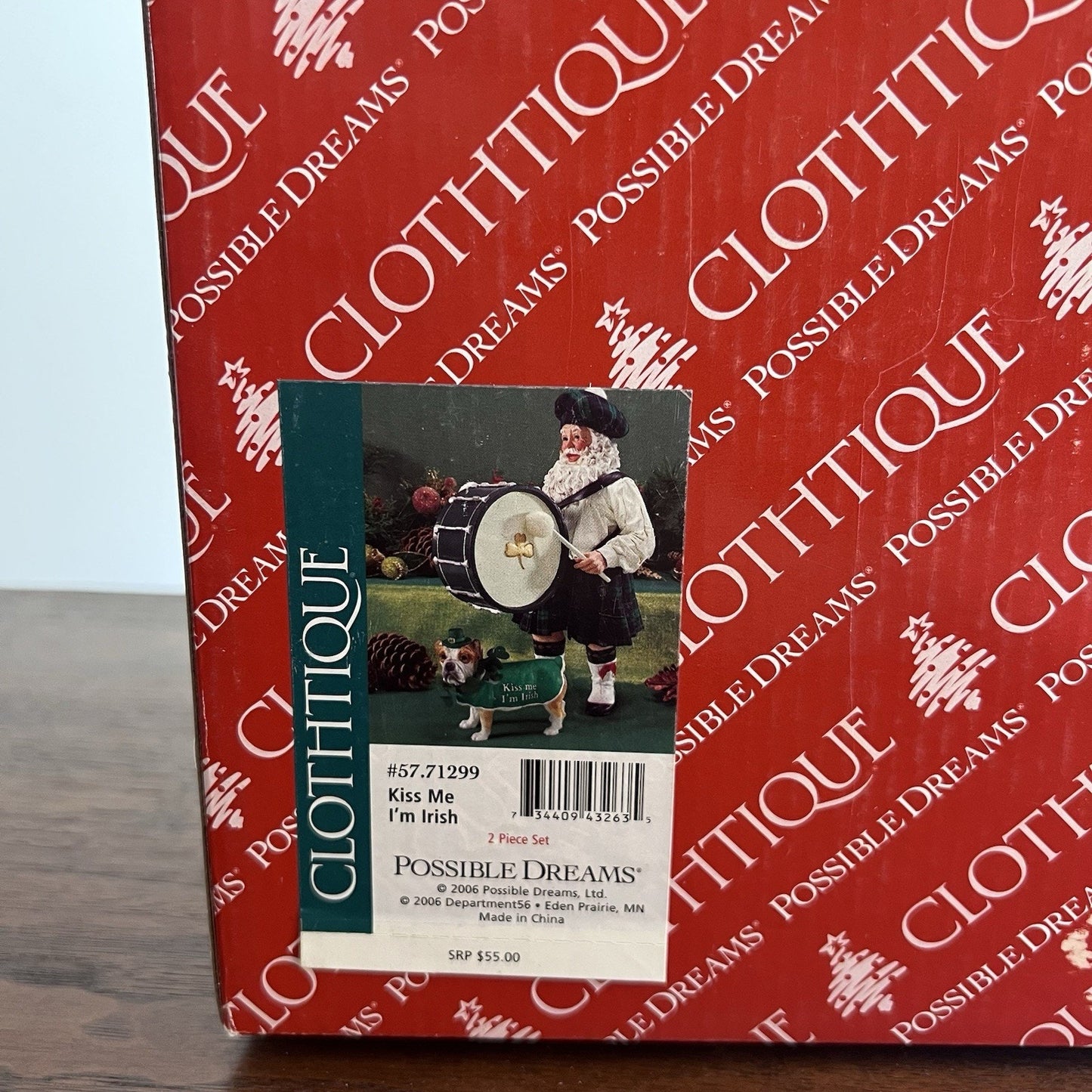 Dept 56 Clothtique Possible Dreams Kiss Me I’m Irish Santa Christmas 71299