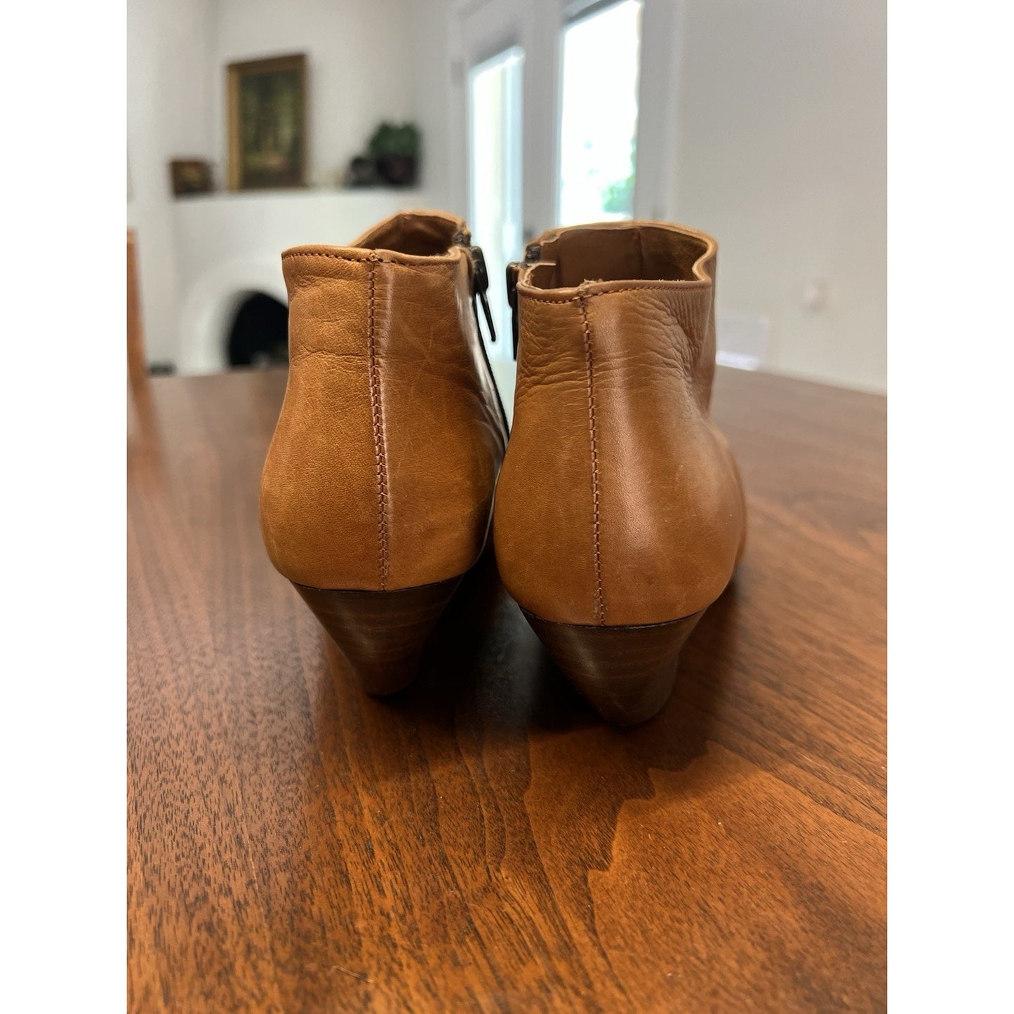 Paloma Tan Western Style Ankle Boots Made In Italy Size 7