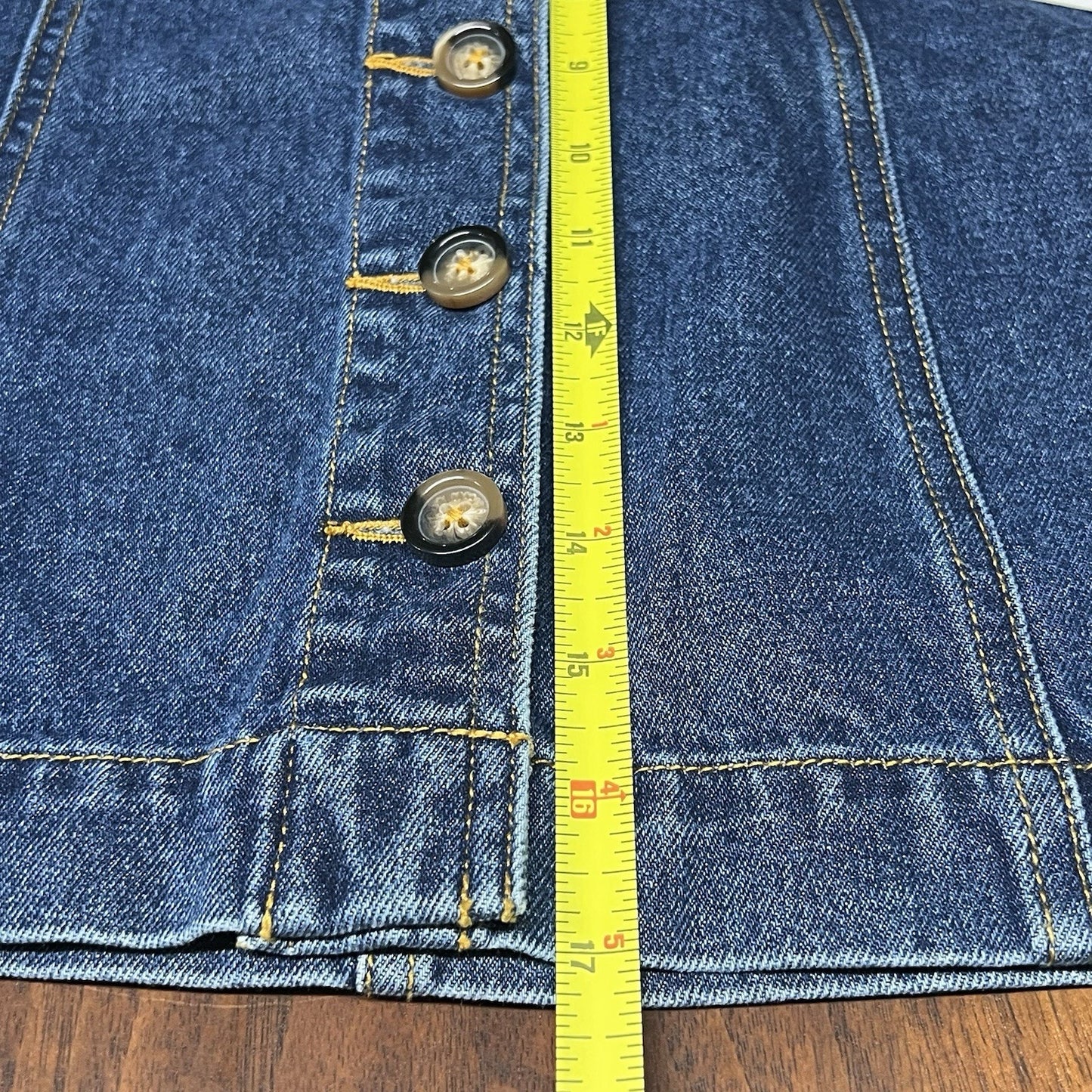 NWT Forever 21 Denim Blue Jean A-Line Mini Skirt Small 28” Button Up Dark Wash